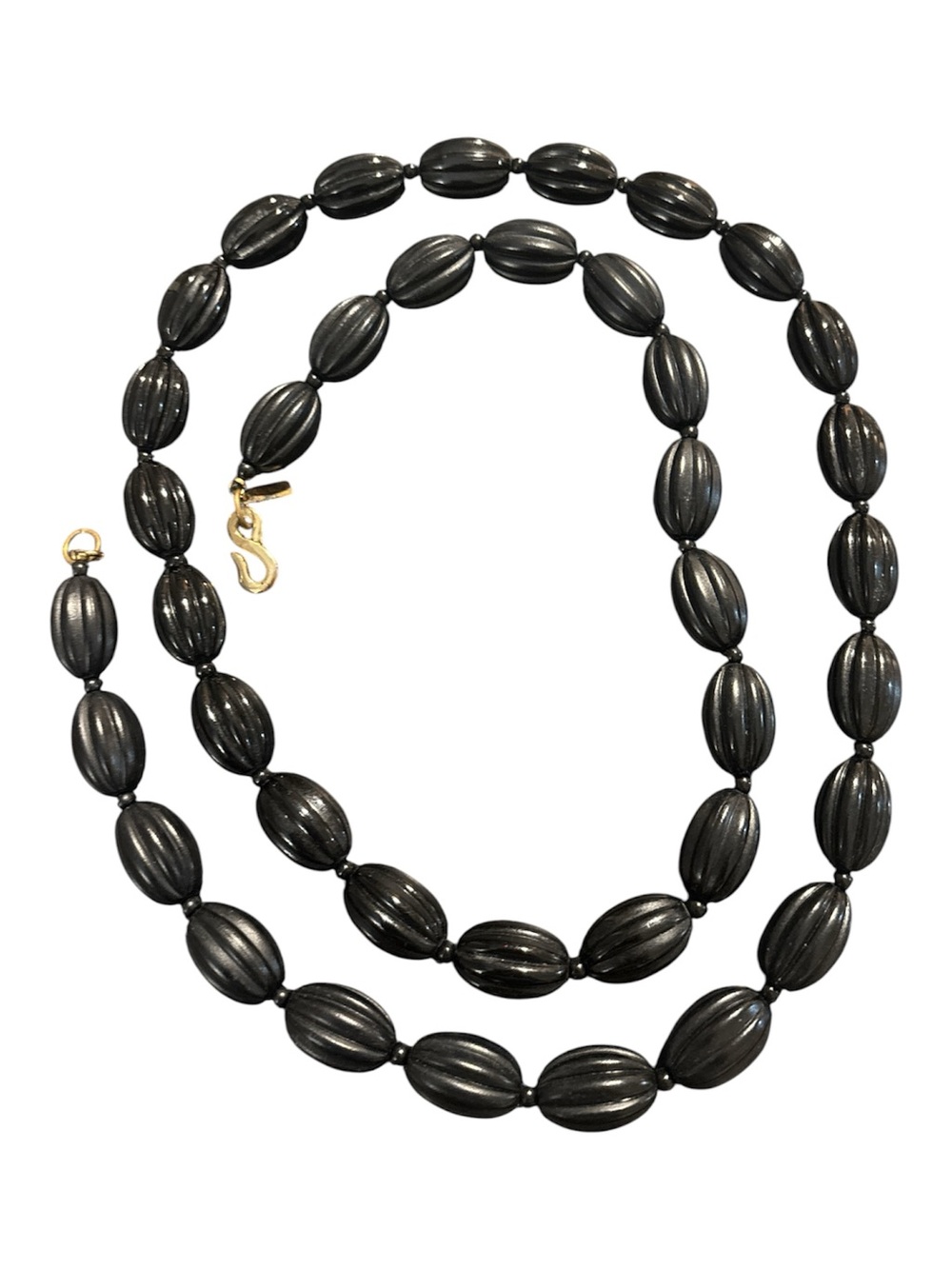 Vintage Kenneth Lane black melon lobe beaded necklace